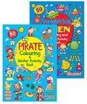 Squiggle - A4 Pirates, Monsters & Aliens Colouring, Activity + Sticker Books - Set of 2 Books