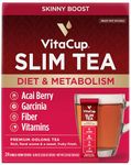 VitaCup Slim Instant Tea Packets For Diet Support, Oolong tea w/B Vitamins, Garcinia, Inulin & Acai, On-the-go Instant Sticks, 24 Ct