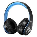 TUINYO Bluetooth Headphones Wireless, Over Ear Stereo Wireless Headset 40H Playtime with deep bass, Soft Memory-Protein Earmuffs, Built-in Mic Wired Mode PC/Cell Phones/TV-Black/Blue