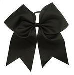 Cheer Bows Black Cheerleading Softball - Gifts for Girls and Women Team Bow with Ponytail Holder Complete your Cheerleader Outfit Uniform Strong Hair Ties Bands Elastics by Kenz Laurenz (1)