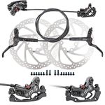 JFOYH 4-Piston MTB Hydraulic Brake Set with 160mm Floating Disc Rotors, Front and Rear Hydraulic Disc Brake Kit For MTB(Pre-bled, Left-Front/Right-Rear)