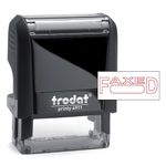 Trodat Printy 4911 Self-Inking Stock Stamp- "FAXED" (w/box) Red pad, Climate Neutral, Up to 65% Recycled Plastic.