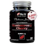 Montmorency Cherry Capsules 3200mg - 90 Tart Cherry Capsules - 3 Month Supply - High Strength 50:1 Natural Tart Cherry Extract Supplement - Vegan with no Added Sugars