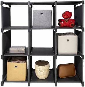 SORTI Storage Organizer, 9 Cubes, Wardrobe Closet Storage Shelves, DIY Closet Cabinet, Bookcase, Shelf for Bedroom, Living Room, Black with Rubber Mallet, Toy Storage, Books, Shoes, Clothes