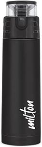 Milton Atlantis 600 Thermosteel Water Bottle 500 ml, 24 Hr Hot and Cold I Leak Proof Lid, ISI Certified I Vacuum Insulated I for Office, Gym, School I Black