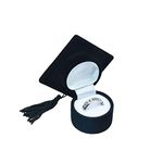 Graduation Cap Shaped Ring Box Creative Jewelry Storage Box Ring Organizer Case Graduation for Celebration Graduation Party Supplies (Black)