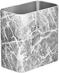 mDesign Small Metal 2.4 Gallon/9 Liter Trash Can Wastebasket Garbage Bin for Bathroom, Slim Rubbish Waste Bin Trashcans for Master/Guest Bath, Mirri Collection, Gray Marble