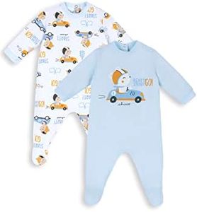 Chicco Pack peleles de algodòn con pies cubiertos, Mono Bebé - Unisex, Azul (Claro), 0-3 meses (pack de 2)
