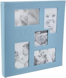 Pioneer Collage Frame Embossed Baby Sewn Leatherette Cover Photo Album, 4"x6", 240 Photos, Baby Blue