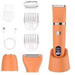 Scttomon Electric Lady Shaver for Women Painless Electric Razor Bikini Trimmer Facial Hair Removal Body Hair Trimmer for Face Legs Underarm Pubic Hair Wet and Dry Flawless 3 in 1 Orange
