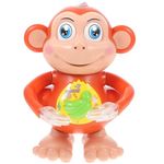 VGRASSP Monkey Toy Left-Right Move with Realistic Monkey Laughing Sound, Cute Expressions, Dance and Music, Colorful Blinking Lights in Hands and Head - Color As Per Stock