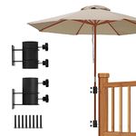 Meruzy Patio Umbrella Holder, Stainless Steel Outdoor Umbrella Base Umbrella Clamp Mount Bracket for Deck Railing, Mount to Deck, Balcony or Outdoor Courtyard (Fit Max OD 2 inch)