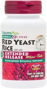 NaturesPlus Herbal Actives Red Yeast Rice, Extended Release - 600 mg, 60 Mini Tablets - Prescription Quality Herbal Supplement, Cholesterol Support - Vegan, Vegetarian, Gluten-Free - 30 Servings