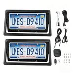 2PCS License Plate Flipper, Car License Plate Hider Concealer Flipper with Power Controller and Indicator Light for Vehicles, Electric Car