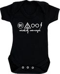 Hippowarehouse Mischief Managed Symbol Design Baby Vest Bodysuit (Short Sleeve) Boys Girls Black