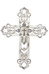 Comfy Hour 13-Inch Vintage Silver Wall Cross – Antique Style Hollow Out Handmade Religious Decor for Home, Living Room, or Bedroom