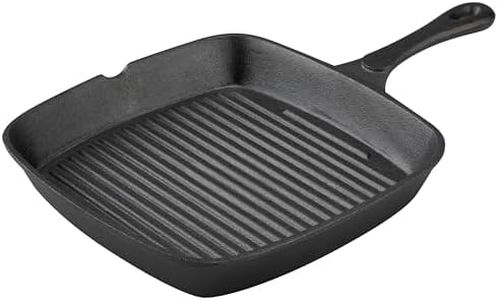 Pyrolux Pyrocast Pre-seasoned Cast Iron Square Grill Pan, 25 x 24 cm, Black