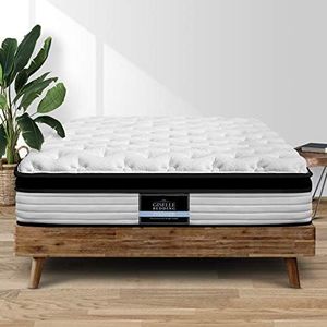 Giselle Bedding Double Mattress Bed Foam Mattresses 31cm Thickness, with 5-Zone Pocket Spring System and Breathable Euro Top, 5Yrs Warranty, Medium Firm, White + Black with Vacuum Packed