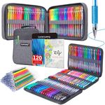 240 Pack Gel pens Set 120 Colored Gel Pen with 120 Refills, Fine Tip Glitter Gel pens for Kids Adults Coloring Books Drawing Crafts Scrapbooks Bullet Journaling