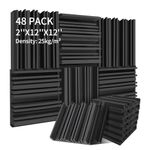 Knightsacoustic 48 Pack Acoustic Foam Panels, 2" X 12" X 12" Soundproofing Panels Sound Absorbing, Broadband Foam Sound Proofing Panels Soundproof Panels for Walls Studio Home Youtube Noise Cancelling