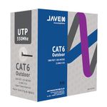 JAVEX Cat6 UTP Outdoor, 550Mhz, 23AWG, CCA Ethernet Bulk Cable, Easy-Pull Box, 305m, Black