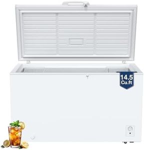 Large Chest Freezer, 14.5 Cu.Ft Commercial Deep Freezer with 8 Level Adjustable Temperature(-11.2°F to 10.4°F), Energy Saving Freezer with Removable Basket, Universal Wheels, White