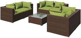 vidaXL - Bamboo Garden Lounge Set with Cushions, Stylish Outdoor Furniture, Featuring Washable Cream White Cushion Covers, Scandinavian Design