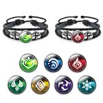 Aucuu Genshin Impact Bracelet, Unisex Animne Luminous Bracelet God's Eye Cosplay Gift, Fortunate Wristband with 7 Pcs Elements Replacement - Fire, Ice, Wind, Grass, Rock, Thunder, Water, 18 cms