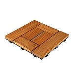 Sharpex Deck Tiles with Interlocking | 1 Piece Teak Wood Floor Decking Water Resistant Tile for Balcony, Terrace, Garden | Quick Flooring Solution for Indoor/Outdoor (Brown, 1 Piece)