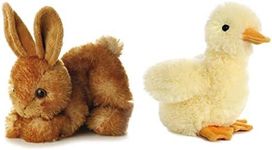 Aurora 2Piece Plush Mini Flopsies Bundle, Bitty Bunny & Duckling, Brown