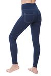 Nirlon Women's Jeggings High Waist Tummy Control Jean Leggings with Pockets (XL, Jeans)