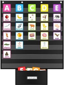 Standard Pocket Chart for Classroom 28"x28" Large 7 Pocket Charts with Card Storage Bag Sentence Strip Holder for Word Wall, Sight Words, Cards, Calendar, Daily Visual Schedule (Black)