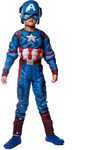 FIERWARZ Hosiery Captain America Full Muscle Dress Set With Mask Avenger Superhero Costume For Kids Halloween Dress Fancydress Birthday Gift | Cosplay Bodysuit for Boys and Girls (5-6 Yr), CAD h