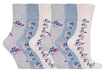 NEW: 6 Pairs Ladies Gentle Grip No Elastic Socks 4-8 uk, 37-42 eur (GG139)