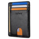 Buffway Slim Minimalist Front Pocket RFID Blocking Leather Wallets for Men Women - Alaska Black