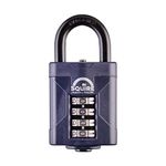 Squire Heavy Duty Padlock (CP50) - Toughest Steel Shackle - 4 Wheel Combination Padlock - Alloy Steel for Corrosion Resistance - Weatherproof Lock for Home, School & Garage (Blue, 50 mm)