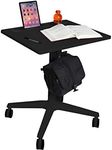 Seville Classics Airlift 25.6" XL Sit-Stand Adjustable Student Classroom Cup Holder Mobile Desk, Black