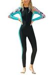 Ecupper Womens One Piece Rash Guard Zip Up Swimsuit Long Sleeve Wetsuit Full Length Athletic Surf Swimwear Built in Bra Black S