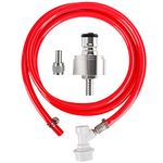 Hgkeke 5.5ft 5/16 Co2 Gas Line Tubing for Kegerator Assembly with stainless steel carbonator cap carbonation cap for soda bottle, Ball Gas Lock Draft beer Red Hose kit for Homebrew