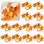 APTWOW Fall Thanksgiving Napkin Rings Set of 12- Fall Pumpkin Napkin Holder, Fall Thanksgiving Napkin Rings for Table Decor, Wedding, Fall Banquet, Holiday, Dinner Party