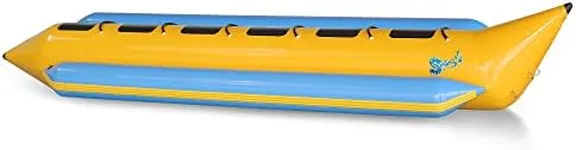 SereneLife Inflatable Floating Banana Boat, Towable Tube for Boating, 6 Riders, Includes Storage Bag, Food Pump, and Repair Kit