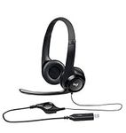 Logitech H390 Wired Headset for PC/Laptop, Stereo Headphones with Noise Cancelling Microphone, USB-A, In-Line Controls, Works with Chromebook - Black