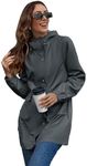 SotRong Waterproof Winter Autumn Jackets Women Outdoor Ventures Softshell Hiking Walking Jacket Ladies Raincoats with Hoods Long Trench Coat Hooded Rain Coat Functional Windbreaker Grey L