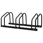 HOMCOM 3-Bike Bicycle Floor Parking Rack Cycling Storage Stand Ground Mount Garage Organizer for Indoor and Outdoor Use Black