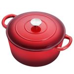 Enameled Cast Iron Dutch Oven with Lid, E-far 6 Quart Round Dutch Oven Pot Nonstick Cookware for Braising, Stews, Roasting, Bread Baking, Cooking, Heavy Duty, Induction & Oven Safe - Red