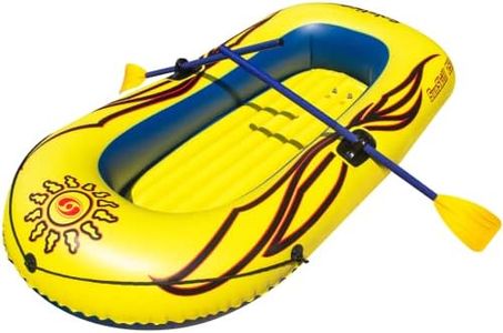 Solstice Inflatable Boat Rafts 2 Person for Adults & Kids Comes W/ Oars Paddles Pump Pole Oar Holders Cushioned Comfortable Base Grab Line 6 Ft Size Sunskiff Kits Dinghy Air Floor Yellow