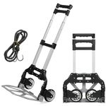 Yaheetech Aluminum Folding Hand Truck Heavy Duty Sack Trolley with Wheels Foldable Barrow Cart 75kg Load Capacity, Black