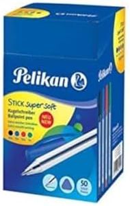 Pelikan 601504 - Stick Super Soft Bolígrafo, paquete de ahorro de 50 piezas, mezclado (negro, azul, rojo, verde)