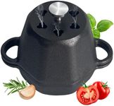 BOLVOUD Mini Dutch Oven Pot & Cast Iron Smoker Garlic Roaster, Pre-Seasoned Cast-Iron Garlic Roaster with Lid, Garlic Confit Pot, Garlic Baker Garlic Cooker for Oven Grill Stove, Small Smoker Box