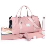 Gym Bag Women Men with Shoes Compartment & Wet Pocket,for Easyjet Airlines Cabin Bag 45x36x20 Underseat Travel Duffel Bag Holdall Tote Carry on Luggage Overnight Bag Carry on Bag, Pink